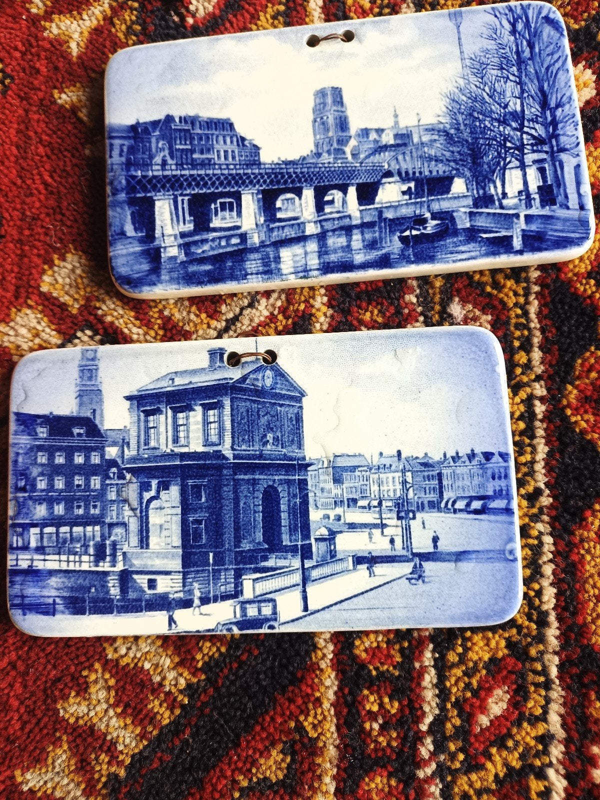 Twee Antieke Rotterdamse Tegels: Kolk & Delftsche Poort, Ophalen of Verzenden