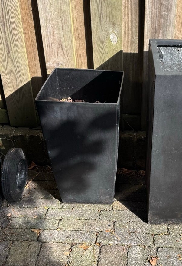 Zwarte vierkante plantenbak / bloempot / bloembak plastic, Kunststof, Gebruikt, Balkon, Vierkant