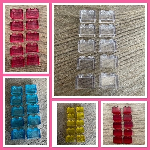 10 lego basis blokjes 1x2 transparant in 5 kleuren, Ophalen of Verzenden, Nieuw, Losse stenen, Lego
