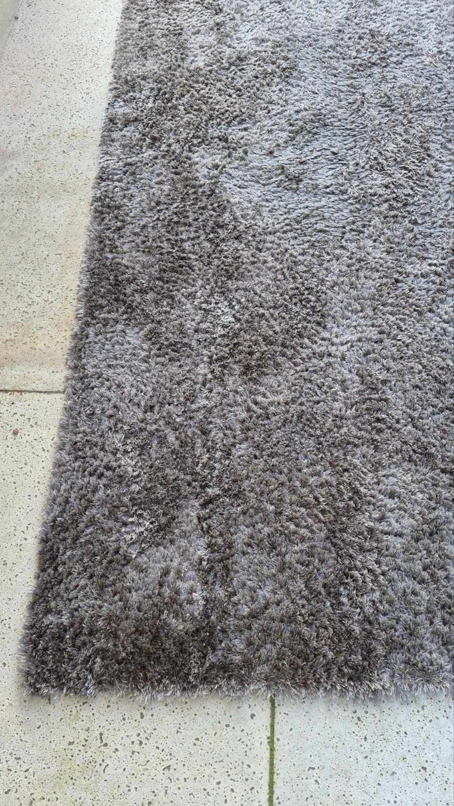 Hoogpolig vloerkleed - Grijs/Bruin - Zacht en Comfortabel, Ophalen, Gebruikt, Bruin, 200 cm of meer