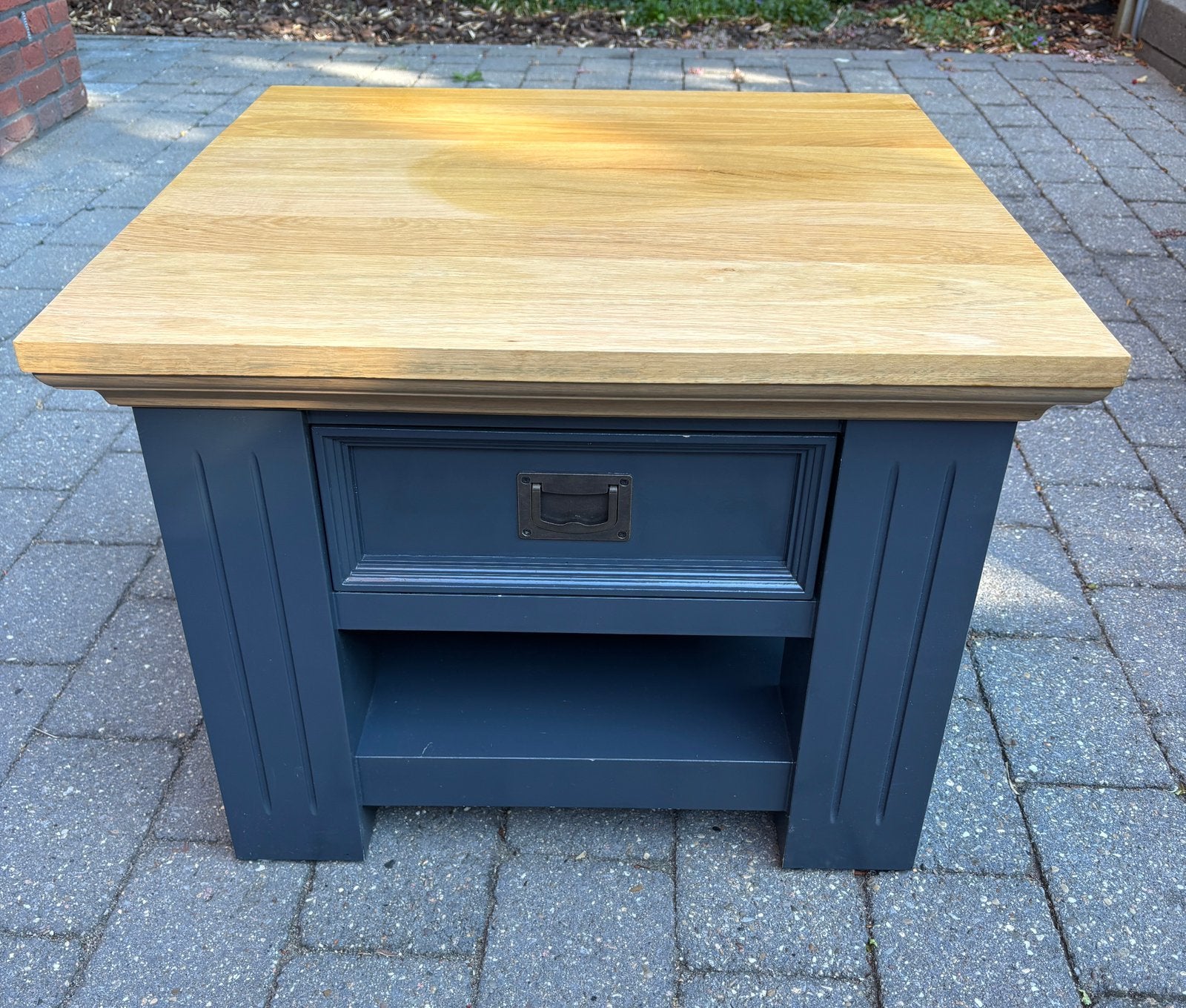 Hoektafel licht eiken -grijs 60 x 60 cm, Huis en Inrichting, Ophalen, Gebruikt, Eikenhout, 50 tot 100 cm