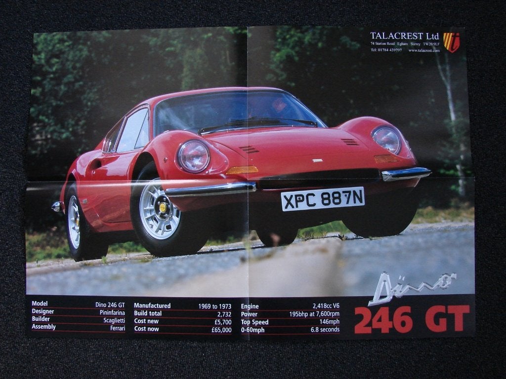 Ferrari Dino 246 GT poster, Ophalen of Verzenden, Deurposter of groter, Rechthoekig Liggend, Overige onderwerpen