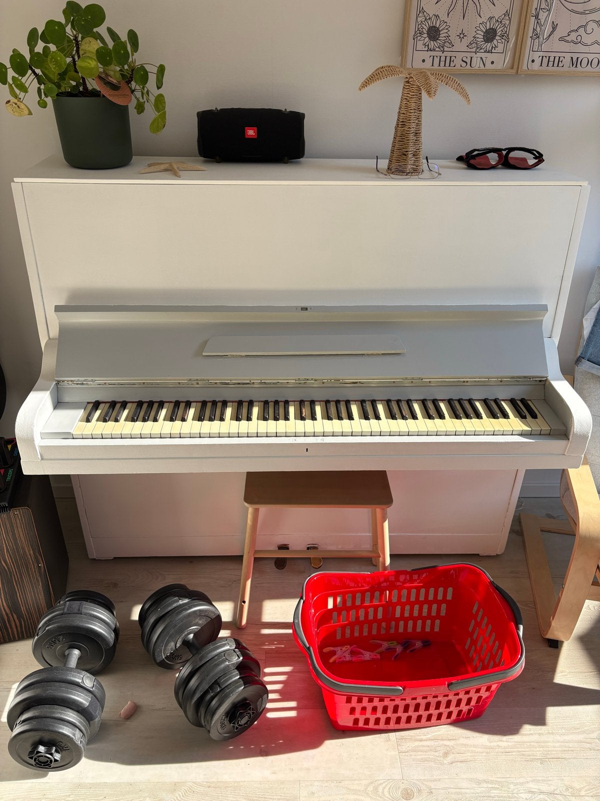 Mooie piano wit geverfd, Ophalen, Gebruikt, Wit, Piano