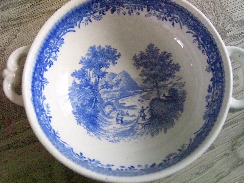 Brocante VILLEROY & BOCH blauw/ wit kom soepkom, Ophalen of Verzenden