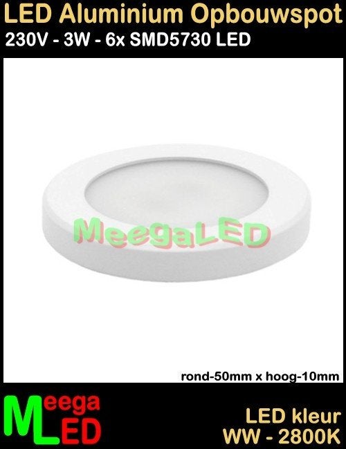 LED Camper onderbouwspot panel spot 3 Watt Warm 230V - M30, Ophalen of Verzenden, Nieuw