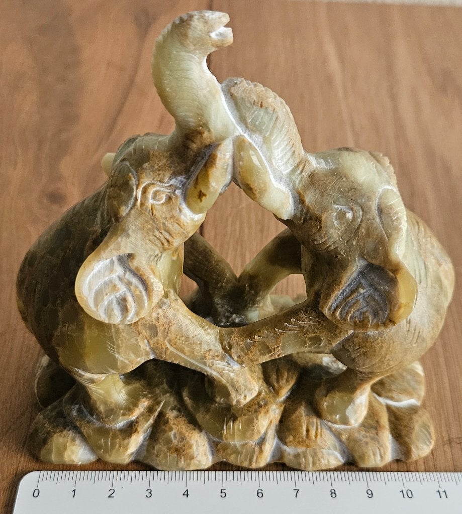 Olifanten speksteen 11cm Asia Art fantastisch mooie vintage!, Minder dan 20 cm, Natuurlijk materiaal, Handgemaakt, Ophalen of Verzenden