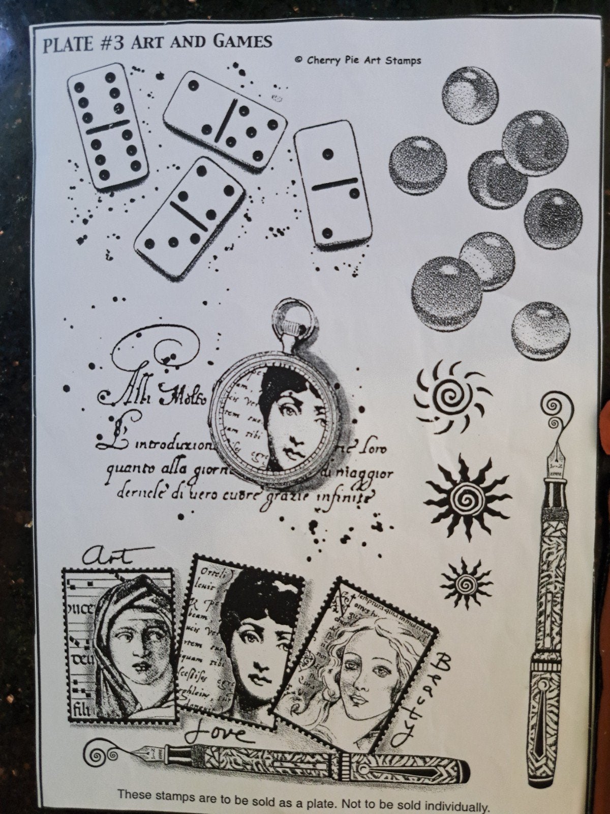 ART GAMES RUBBER STEMPELS CHERRY PIE JOURNALING MIXED MEDIA, Ophalen of Verzenden, Zo goed als nieuw, EZ-mounted stempel