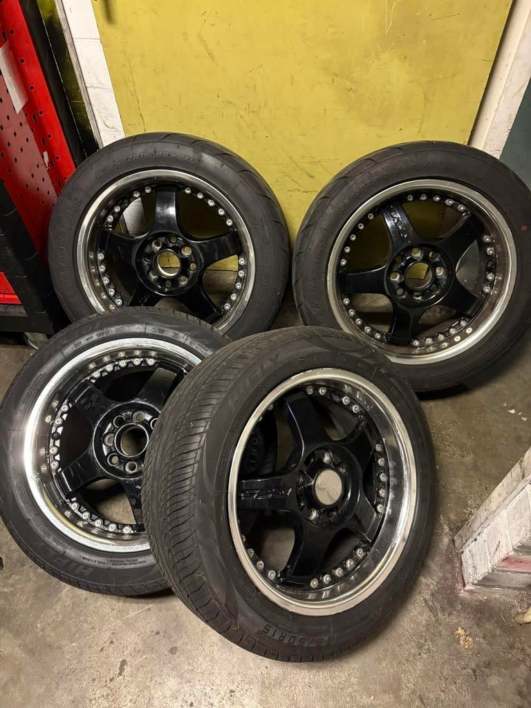 Lenso rs5 velgen 4x100, Ophalen, 15 inch, Zomerbanden, Banden en Velgen