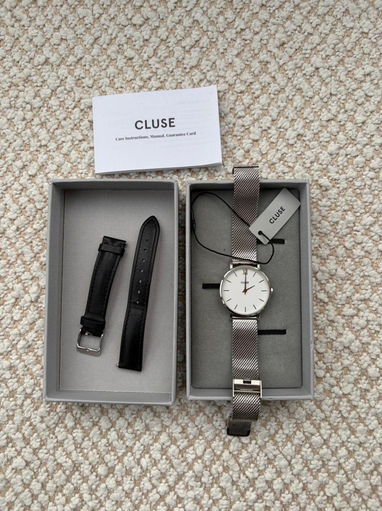 Cluse horloge zilver met extra bandje, Overige merken, Staal, Ophalen of Verzenden, Zo goed als nieuw
