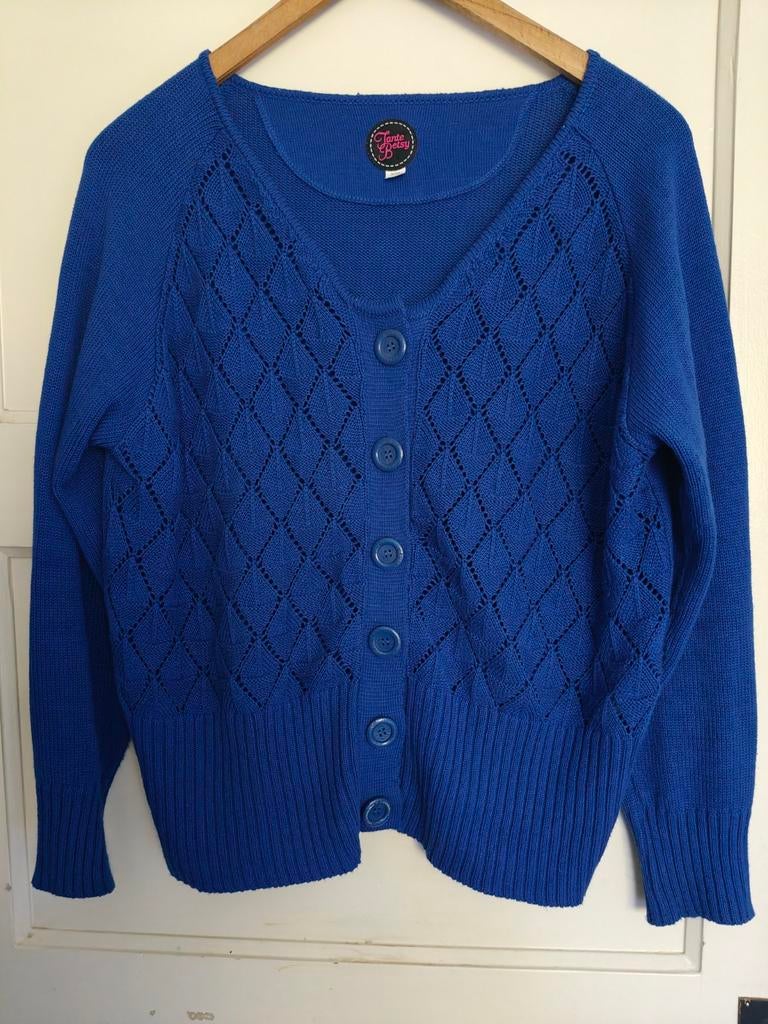 Tante Betsy xxl koningsblauw vest met ajour gebreid voorpan, Kleding | Dames, Truien en Vesten, Ophalen of Verzenden, Zo goed als nieuw