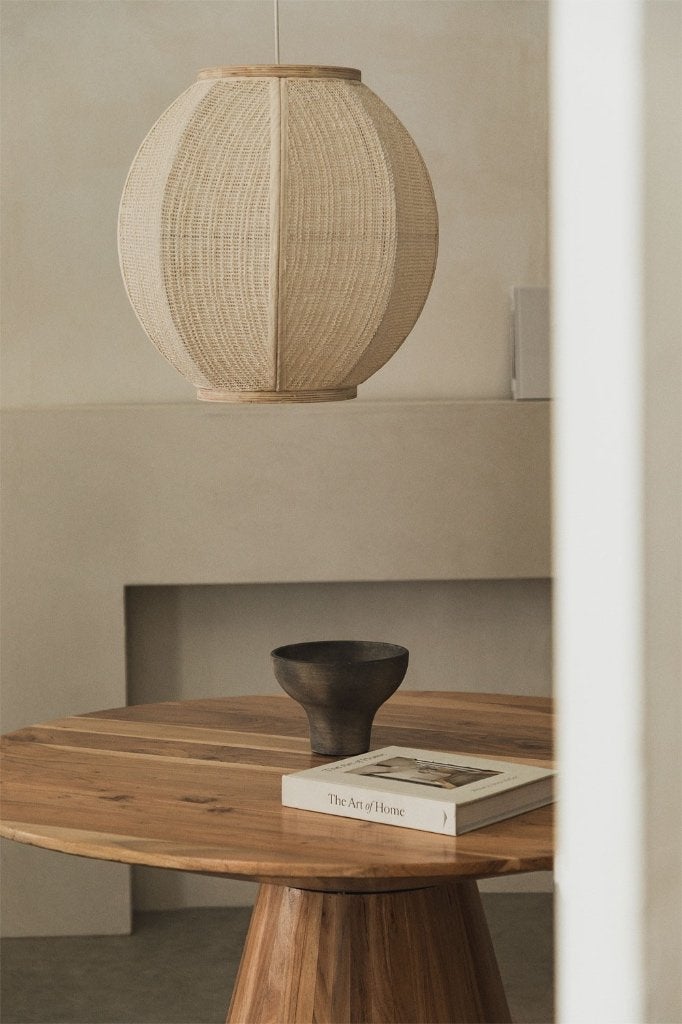 Sklum Ziyec hanglamp linnen Beige – crème, Huis en Inrichting, Ophalen of Verzenden, Nieuw, Hout, E27 (groot)