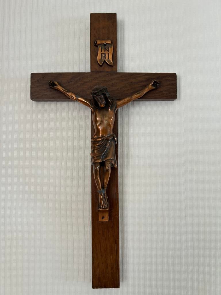 Jezus Christus op kruis - 33,5 cm hoog, Antiek en Kunst, Ophalen