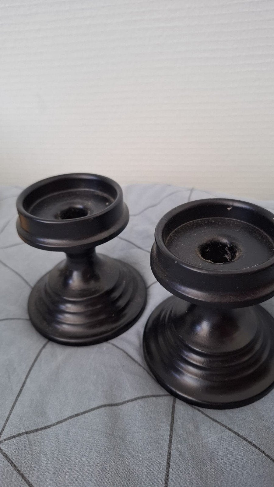 Set van 2 zwarte kandelaars, Ophalen of Verzenden