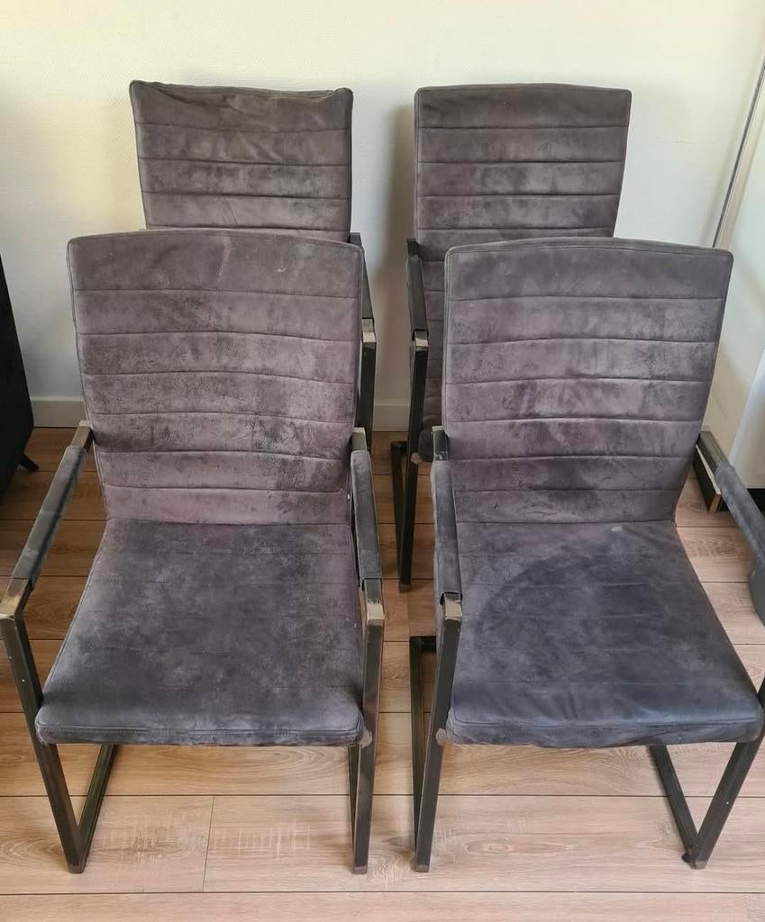 Eetkamerstoelen Eettafel salontafel hoekbank, Ophalen, Gebruikt, Vier, Grijs