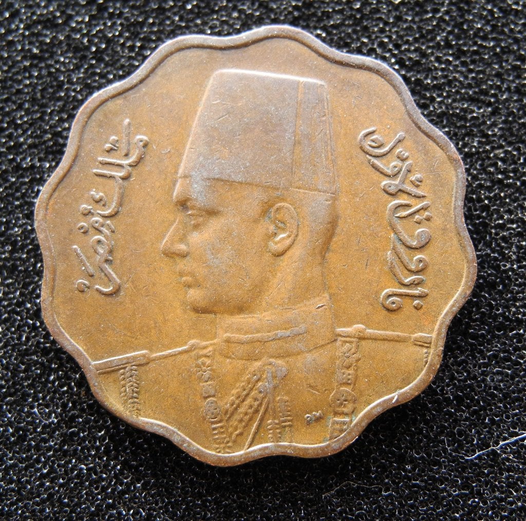 Egypte 10 Milliemes 1938 Koning Farouk., Ophalen of Verzenden, Egypte, Losse munt