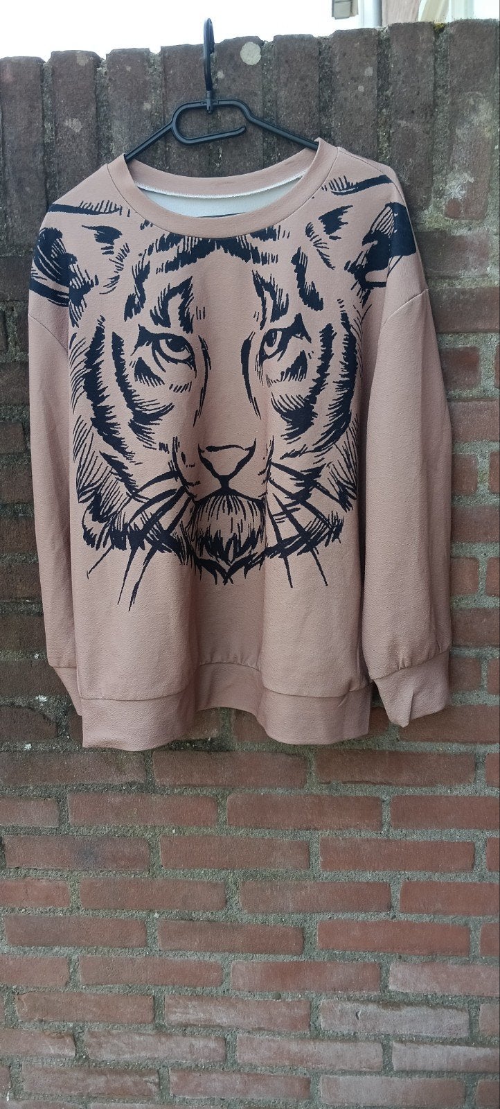 Dames Tijgerprint Trui XL, Ophalen of Verzenden, Gedragen, Maat 46/48 (XL) of groter, Beige