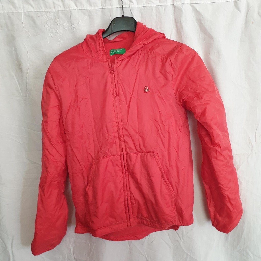 Stoere roze meiden jas, fleece gevoerd.Mt 146. Merk Benetton, Kinderen en Baby's, Meisje, ., Ophalen of Verzenden, Zo goed als nieuw