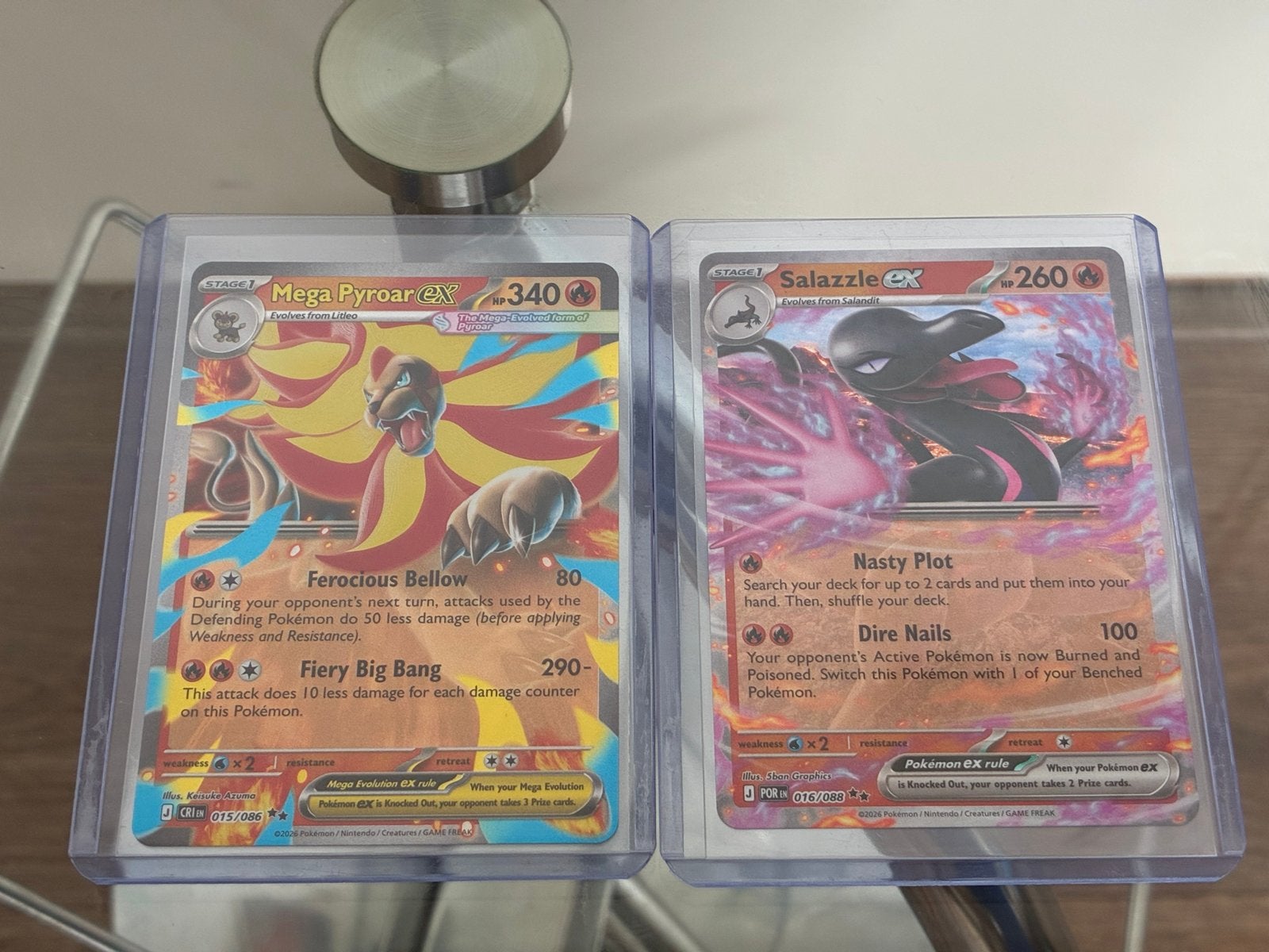 Mega Pyroar EX & Salazzle EX Pokémon kaarten, Ophalen, Zo goed als nieuw, Losse kaart