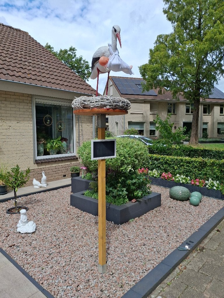 te huur ooievaar, Kinderen en Baby's, Kraamcadeaus en Geboorteborden, Ophalen, Gebruikt, Geboortebord