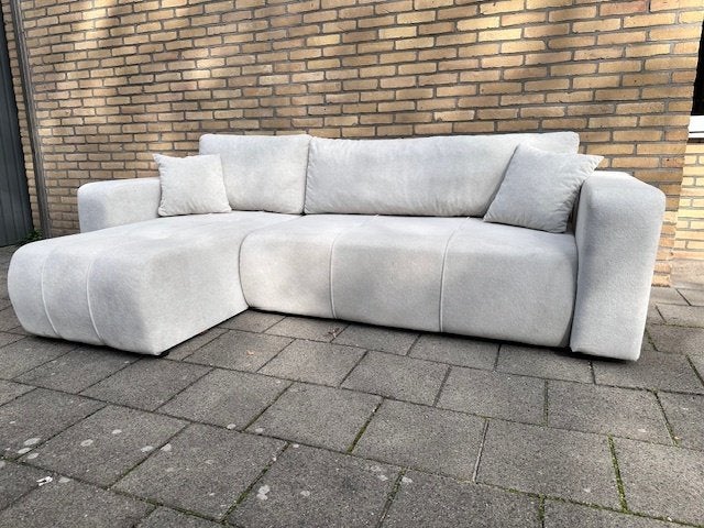 Biscuit look bank 240cm breed, Ophalen, Gebruikt, Hoekbank, Driepersoons