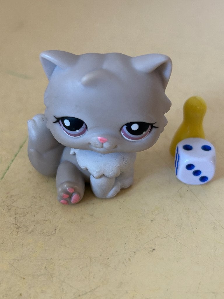 Littlest Pet Shop Grijze Perzische Kat - LPS #263, Ophalen of Verzenden, Gebruikt