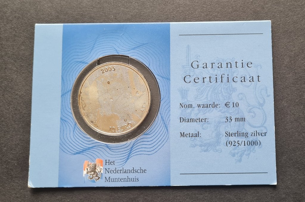 Zilveren tien euro in coincard 2005, Ophalen of Verzenden, Koningin Beatrix, Euro's, Zilver