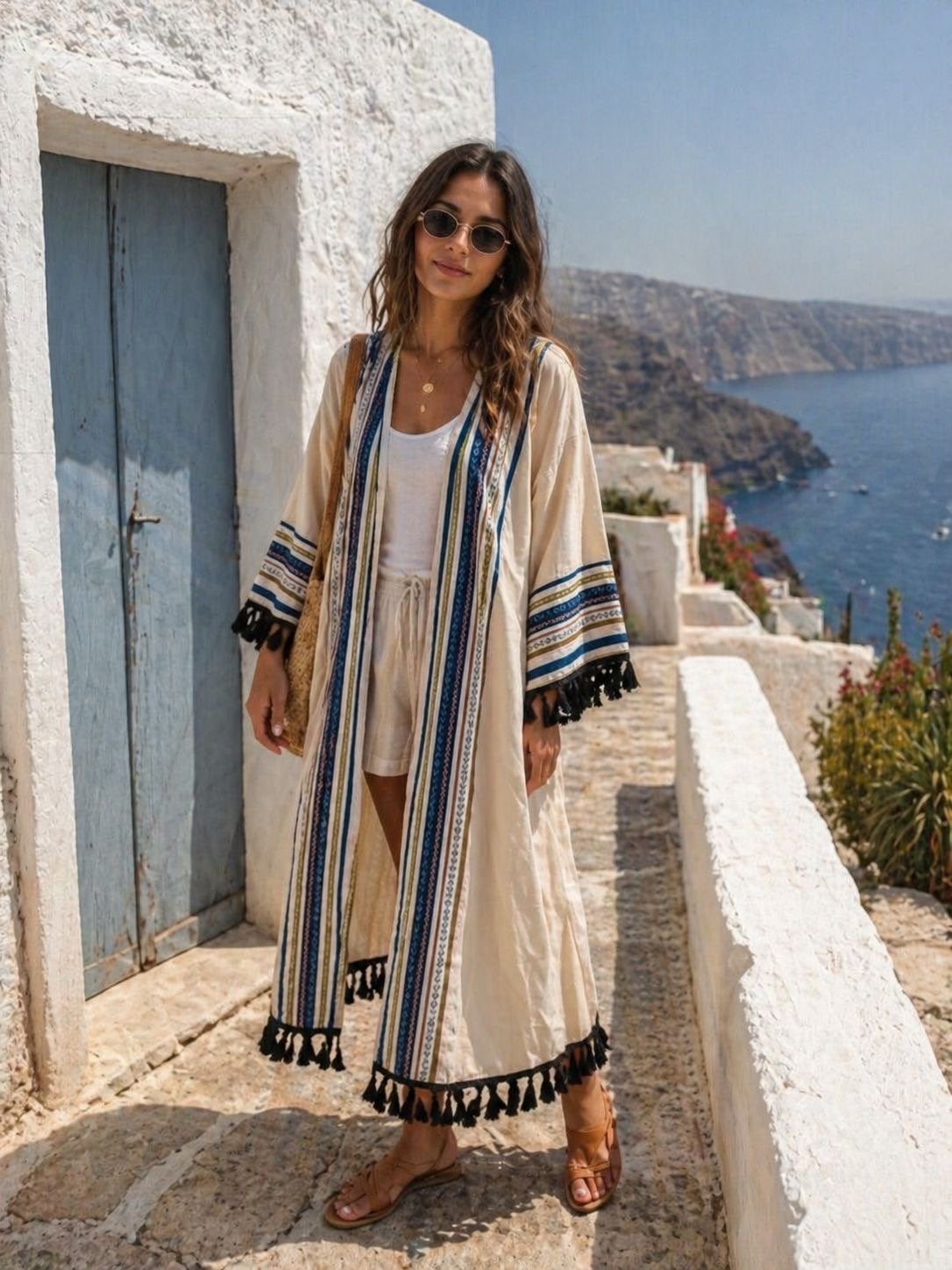 Nieuwe Kimono met kwastjes en etnische print, Ophalen of Verzenden, Nieuw