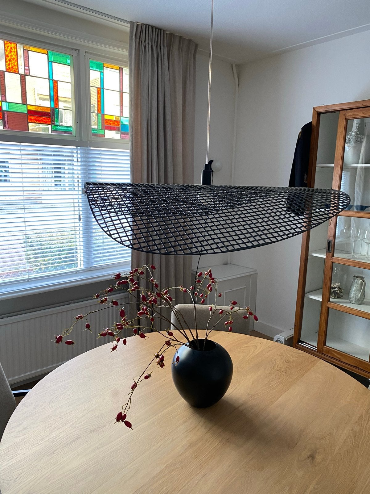 Studio Henk - Zwarte Grid Hanglamp, Ophalen, Zo goed als nieuw, Natuurlijk materiaal, E14 (klein)