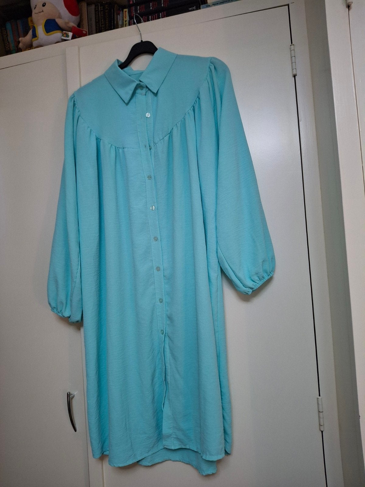 Mooie turquoise blouson jasje maat 54, Blauw, Maat 46/48 (XL) of groter, Ophalen of Verzenden, Onbekend
