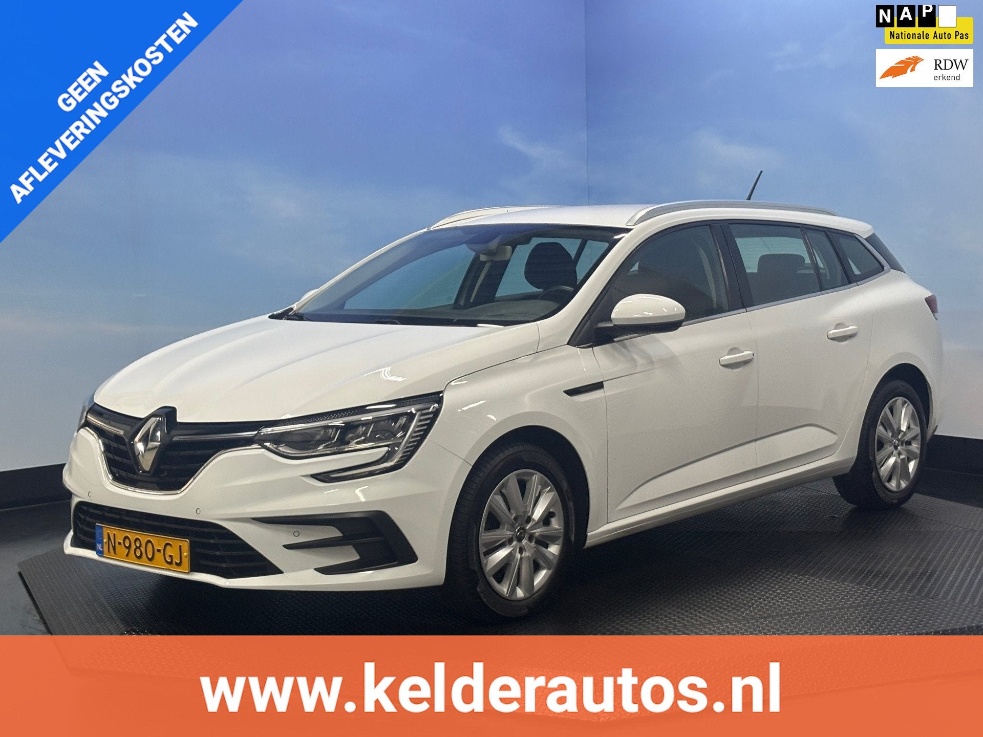 Renault Mégane Estate 1.0 TCe Clima | Cruise | Navi | PDC |, Gebruikt, Wit, Origineel Nederlands, Handgeschakeld