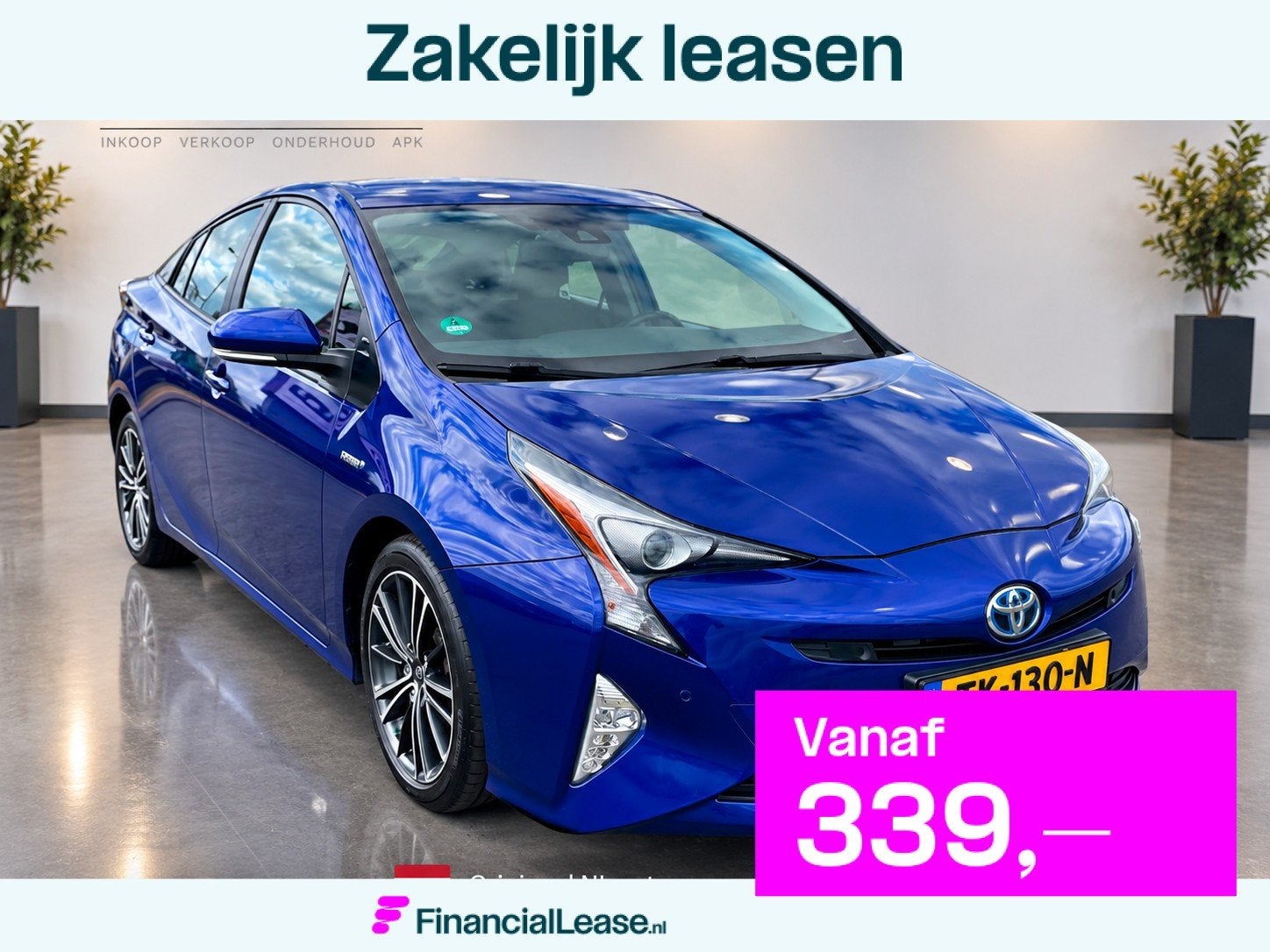 Toyota Prius 1.8 Executive Aut, Acc, Cam, Navi, Lmv, HU disp, Stof, Blauw, Bedrijf, Verwarmde buitenspiegels