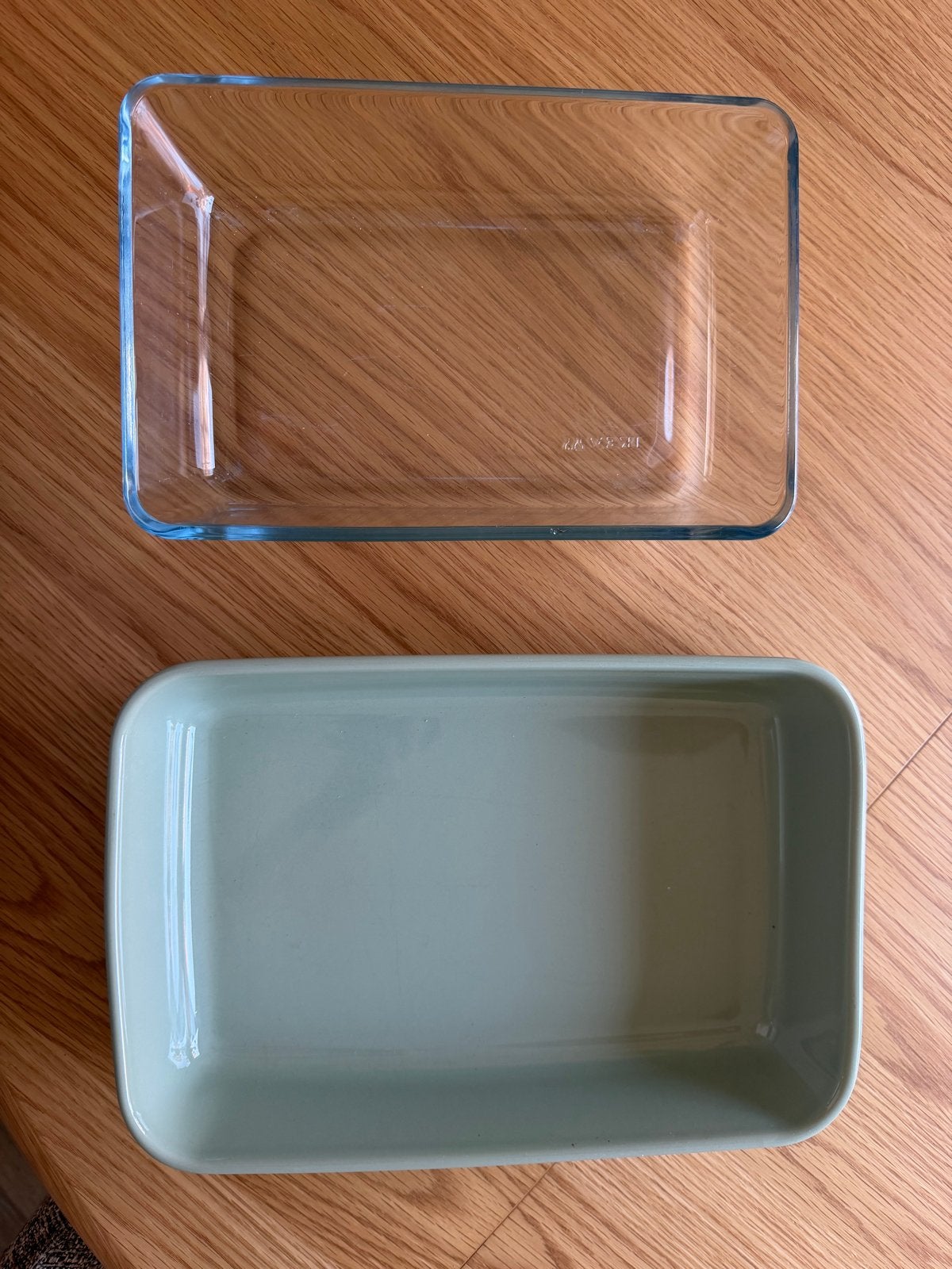 Ovenschalen set: glazen en keramische ovenschaal, Ophalen of Verzenden, Zo goed als nieuw, Overige merken, Groen
