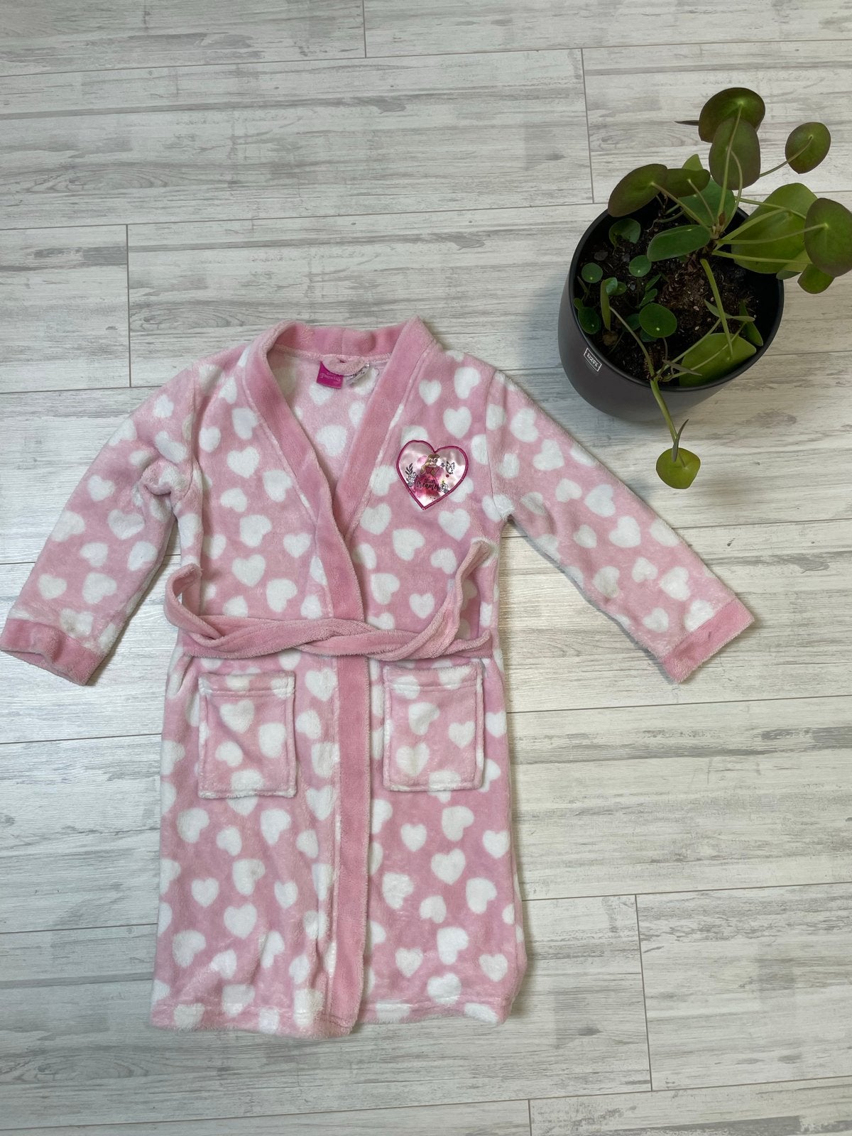 Roze badjas met hartjes, maat 110-116, Ophalen of Verzenden, Zo goed als nieuw, Meisje, Nacht- of Onderkleding