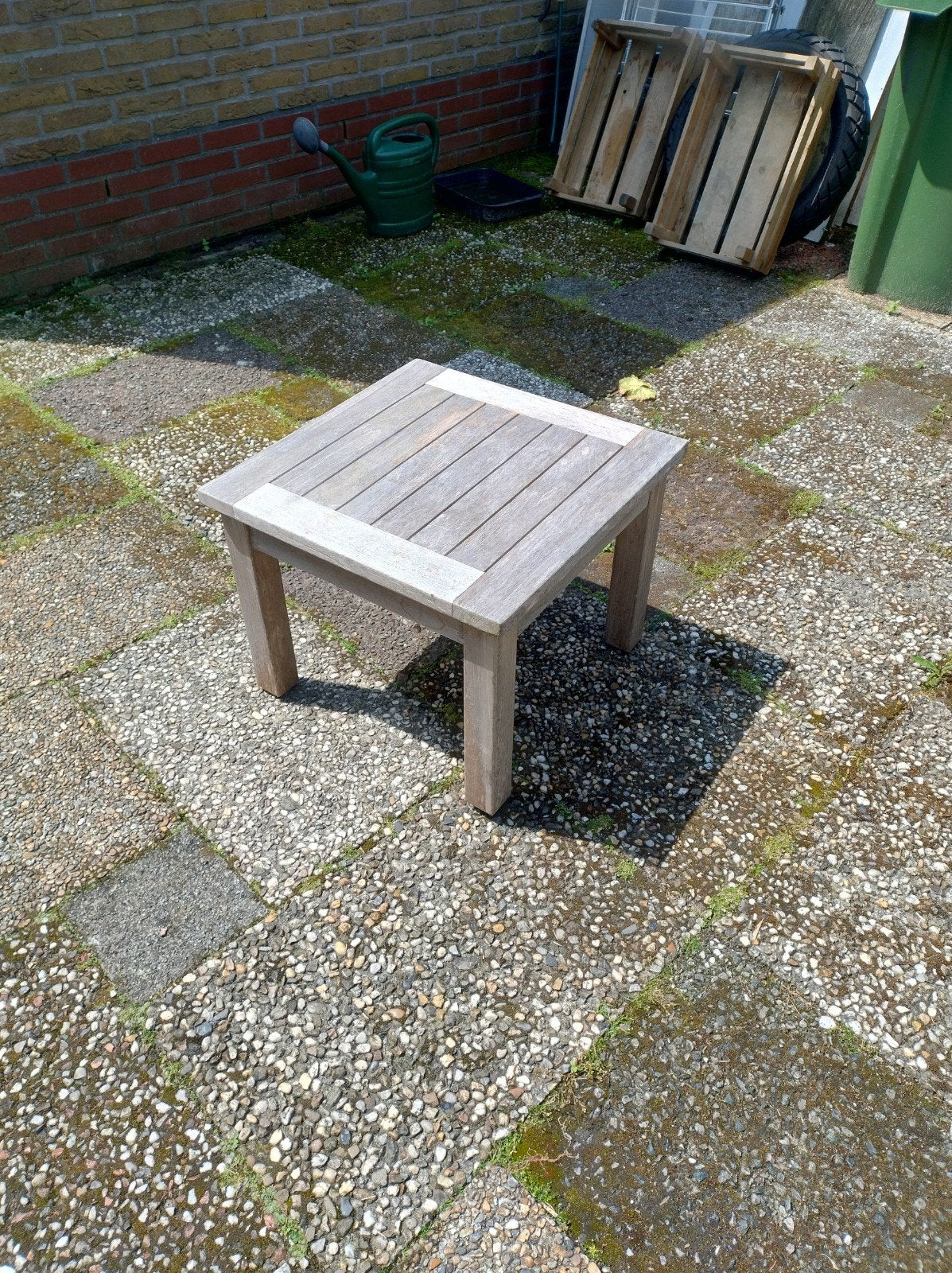 50 cm Vierkante Hardhouten Bijzettafel, Tuin en Terras, Ophalen, Gebruikt, Vierkant, Hout