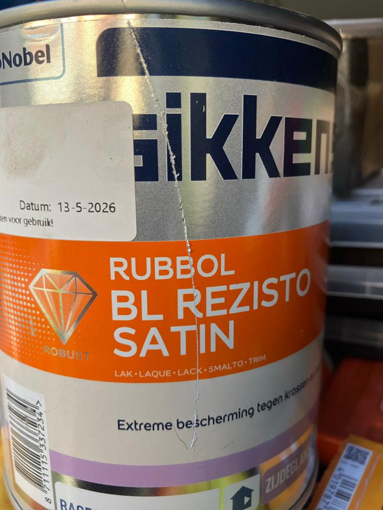 Sikkens Rubbol BL Rezisto Satin Lak - 1L Licht Ivoor, Beige, Nieuw, Ophalen of Verzenden, Lak