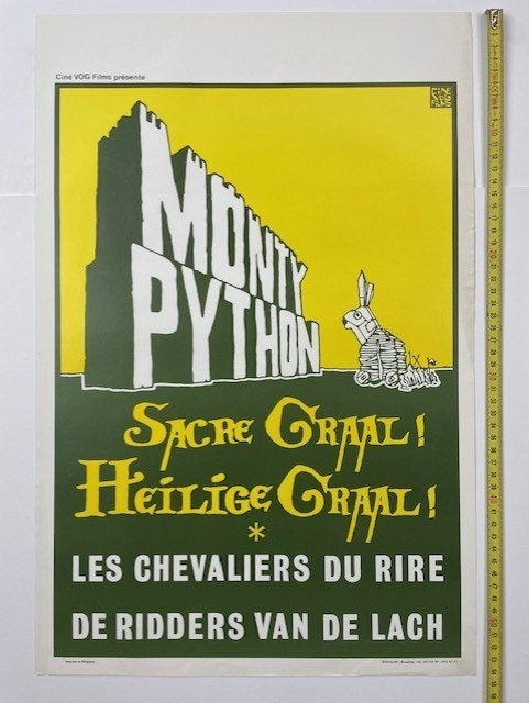 poster monty Python 'Sacre Graal' 1975 (Holy grail), Ophalen of Verzenden, Zo goed als nieuw, A1 t/m A3, Film en Tv