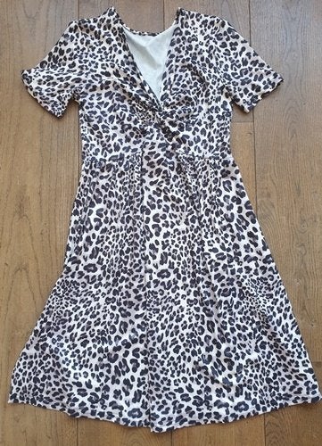 Panterprint Jurk (S), Beige, Ophalen of Verzenden, Knielengte, Maat 36 (S)