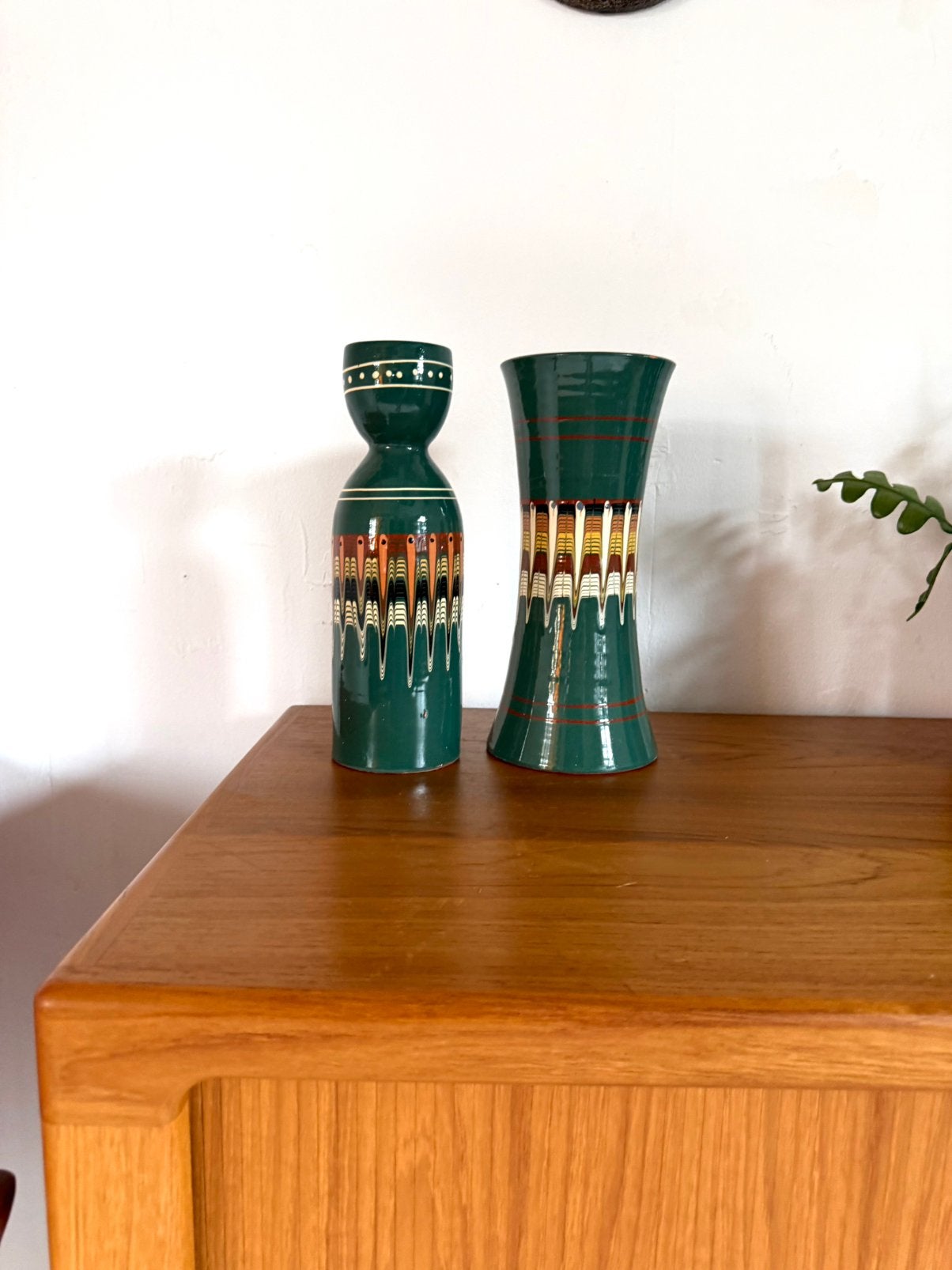 Set van 2 vintage keramieken vazen, Troyan ‘70, Ophalen of Verzenden