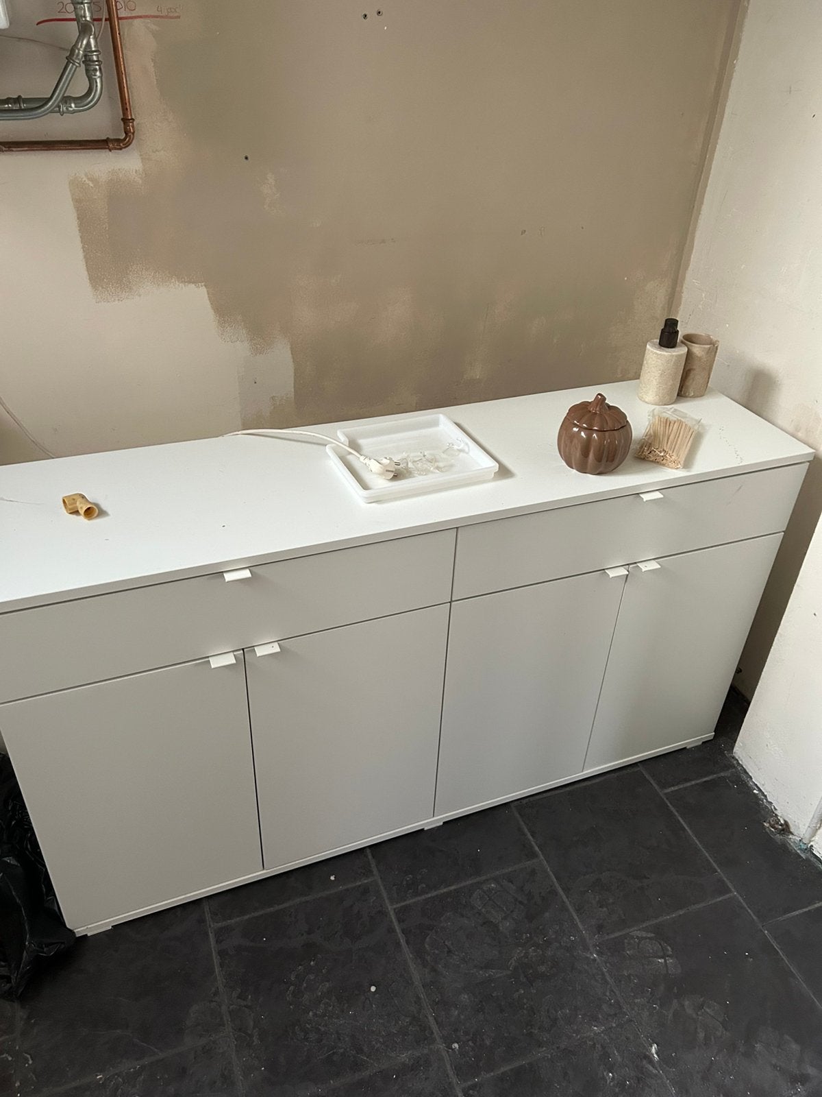 Witte Ikea kast met lades 140x37x75, Ophalen, 100 tot 150 cm, 1 of 2 laden, Zo goed als nieuw