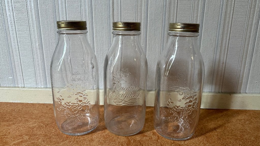 3 x 1liter Quattro Stagioni Inmaakflessen 3 voor 10,00 (D&K), Huis en Inrichting, Keuken | Keukenbenodigdheden, Ophalen, Zo goed als nieuw
