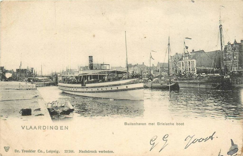 388-251-061 Vlaardingen Buitenhaven met Brielsche boot, Verzenden, Voor 1920, Zuid-Holland