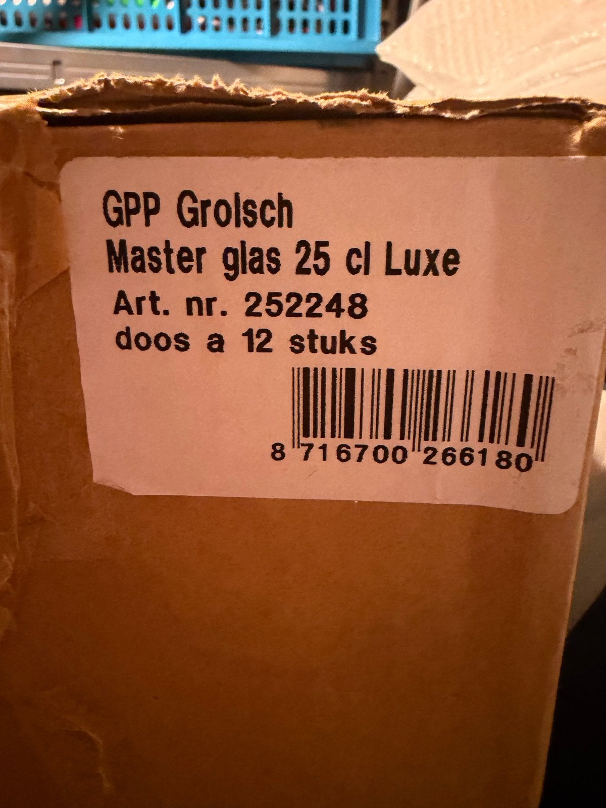 Grolsch Master Glas 25 cl Luxe - Doos met 12 stuks, Ophalen, Nieuw