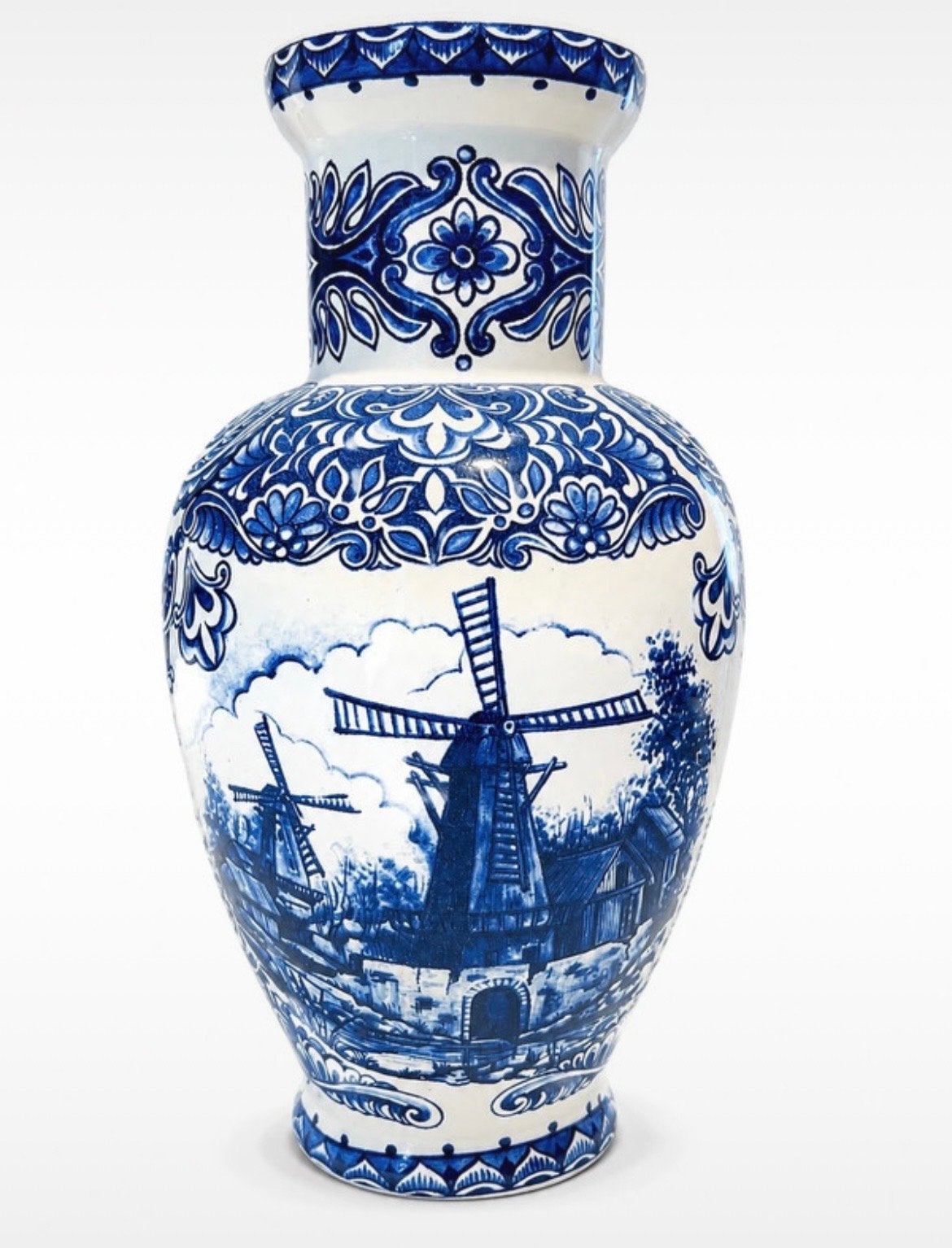 Delfts Blauw Vaas met Molens - St. Delfts Bleau, Ophalen of Verzenden