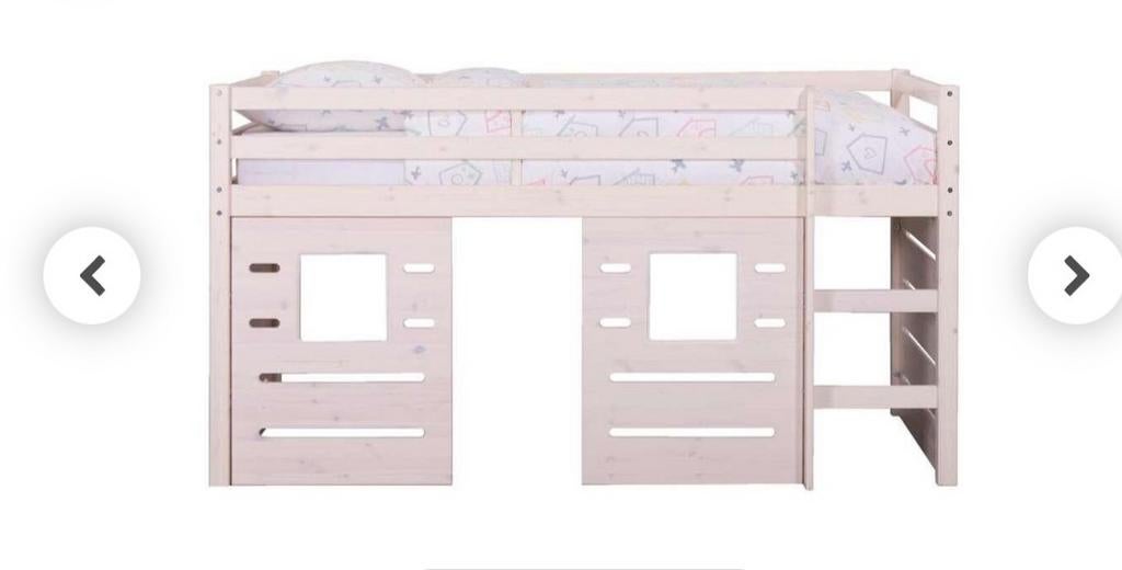 Half hoogslaper white wash, Kinderen en Baby's, Kinderkamer | Stapelbedden en Hoogslapers, Ophalen, Zo goed als nieuw, Hoogslaper