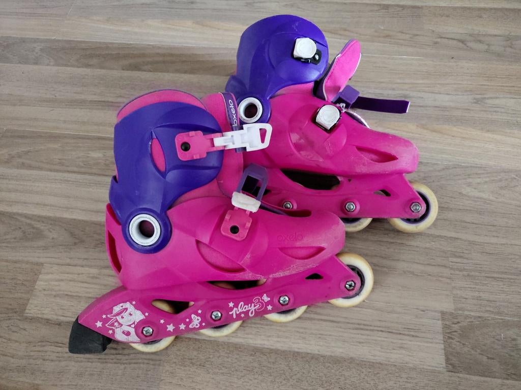 Roze/paarse Oxelo Decathlon skeelers / skates maat 32-34, Sport en Fitness, Skeelers, Gebruikt, Inline skates 4 wielen, Overige merken