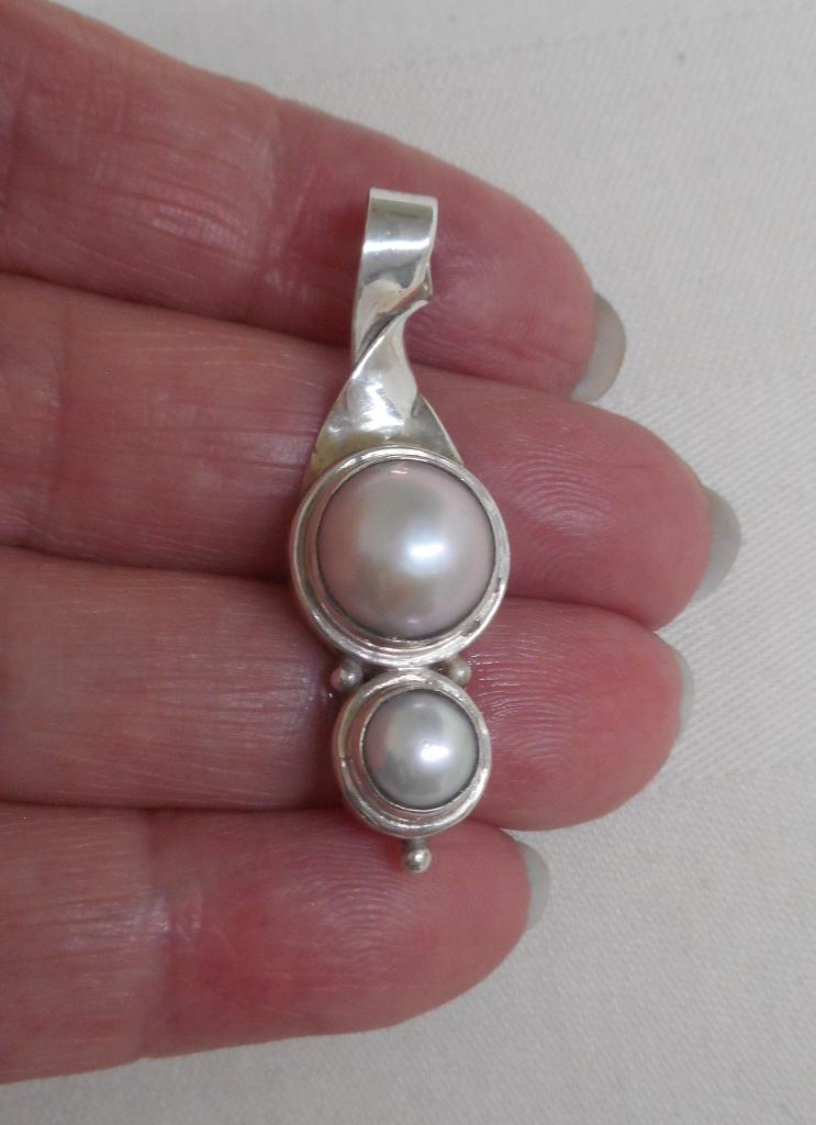 Zilveren vintage hanger met parels nr.482