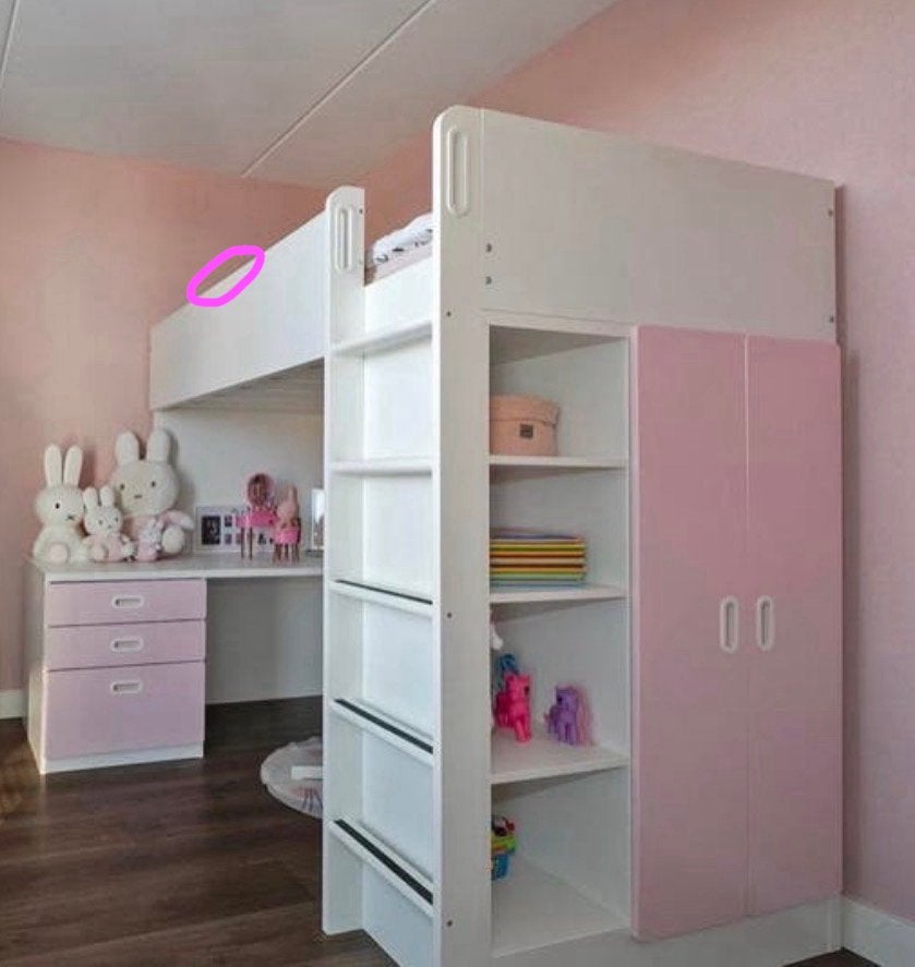 IKEA SMÅSTAD stuva Hoogslaper met Bureau en roze Lades, Kinderen en Baby's, Ophalen, Gebruikt, Hoogslaper