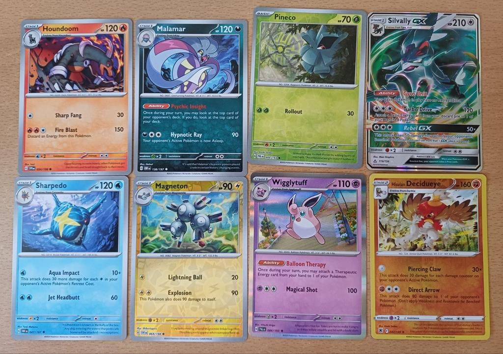 Pokémon Kaarten Collectie: Houndoom, Malamar, Silvally GX, Ophalen of Verzenden, Zo goed als nieuw, Meerdere kaarten