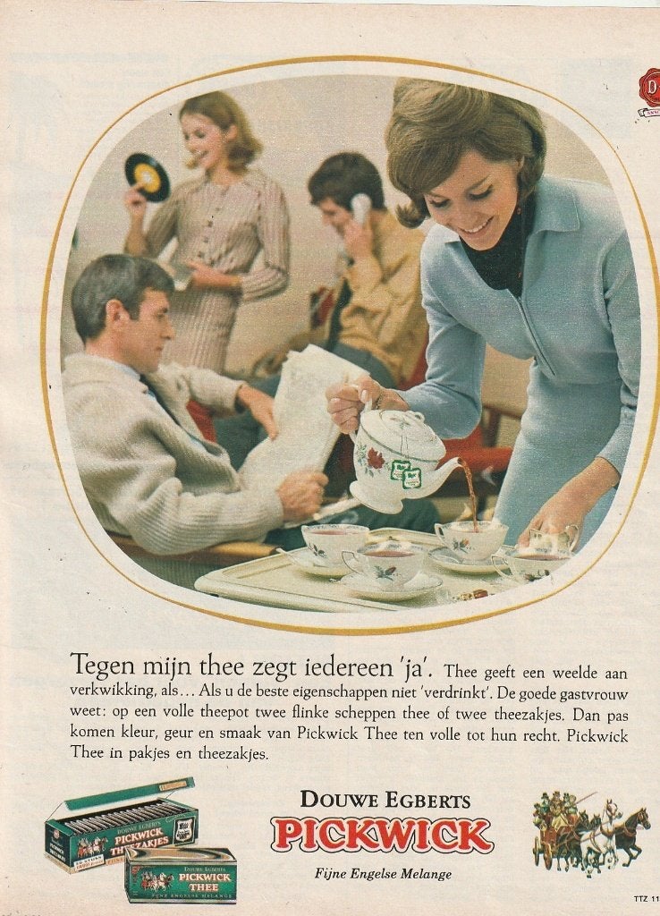 retro reclame 1968 Pickwick thee en iedereen zegt "ja", Verzenden, Overige typen