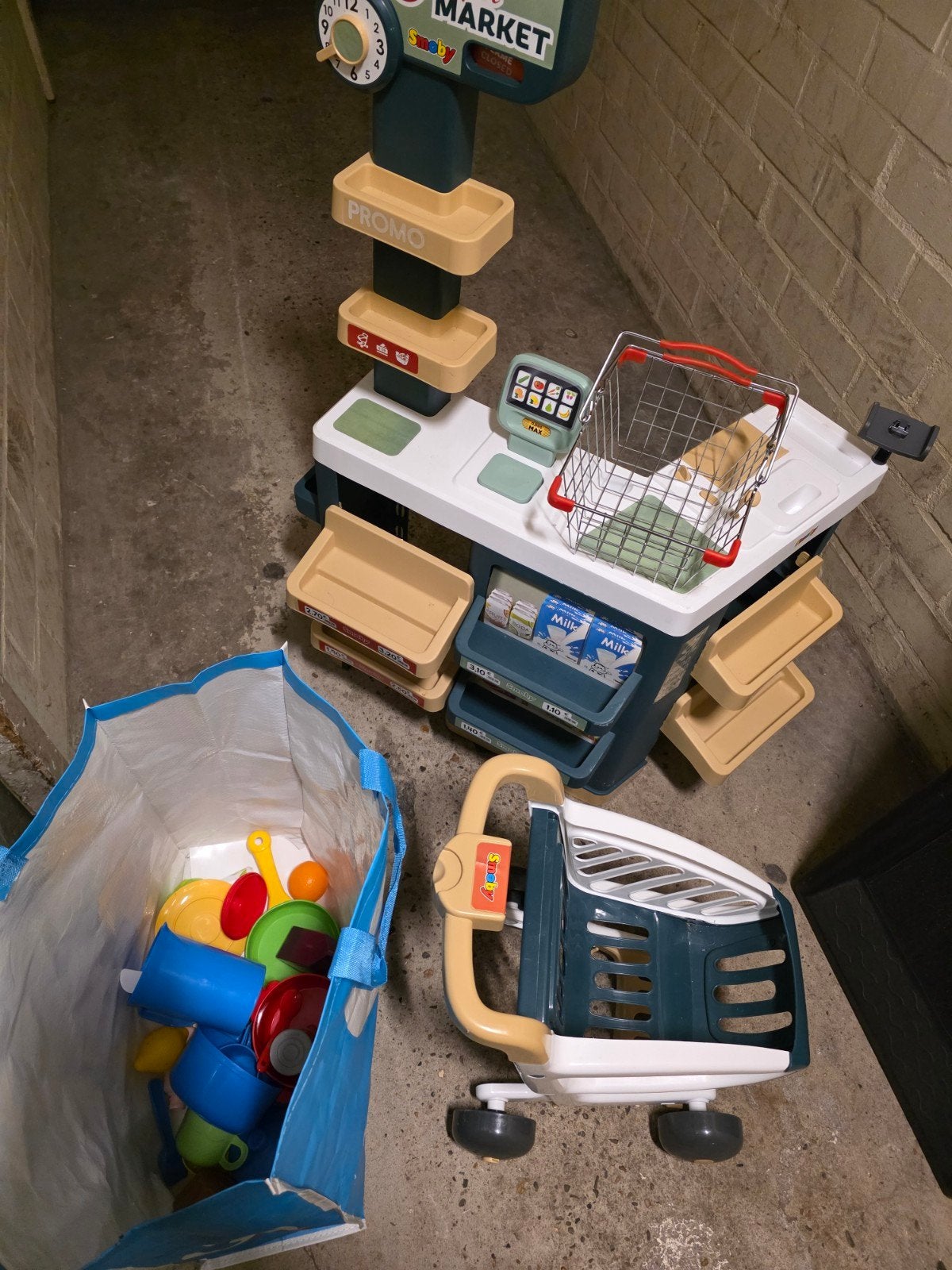 Speelgoed supermarkt met winkelwagen en accessoires, Kinderen en Baby's, Ophalen of Verzenden, Zo goed als nieuw, Jongen of Meisje